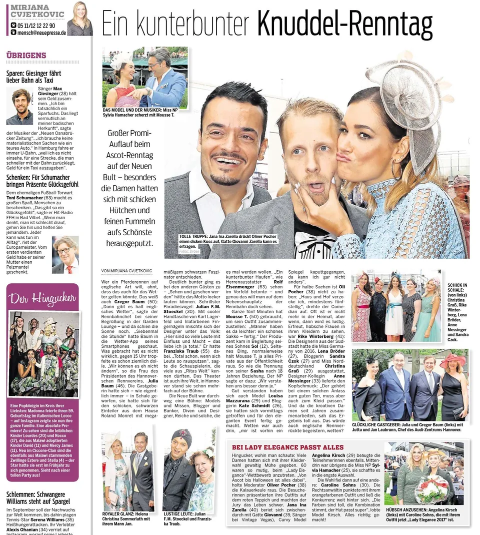 Scan des vollständigen Zeitungsartikels: Audi Ascot-Renntag 2017 auf der Neuen Bult — Neue Presse zitiert Rolf Eisenmenger